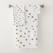 Silver and Gold Polka Dots Bath Towel Set Bad Handdoek (Insitu)