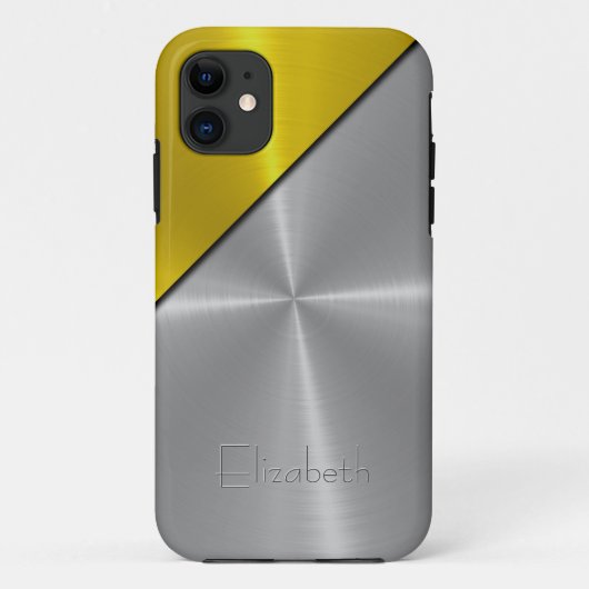 Silver and Gold Shiny Steel Metal Case-Mate iPhone Case (Achterkant)