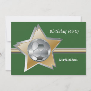 Silver and Gold soccer star linen jarig feest Kaart