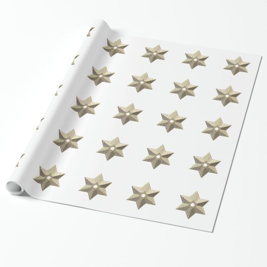 Silver and Gold Star van David Wrapping Paper Cadeaupapier (Uitgerold)