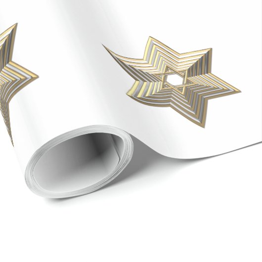 Silver and Gold Star van David Wrapping Paper Cadeaupapier (Rol Hoek)