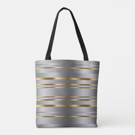 Silver and Gold Stripes Pattern-Canvas tas (Achterkant)
