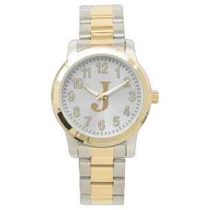 Silver and Gold Watches voor mannen, Monogram Watc Horloge