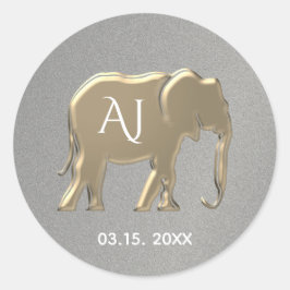 Silver and Gold Wedding Favor Ronde Sticker