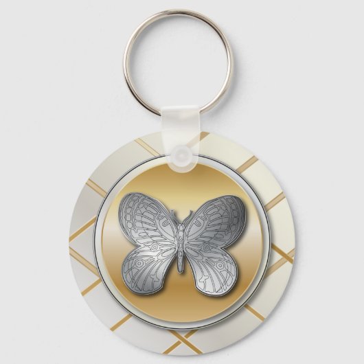 Silver and golden effect butterfly bg5 sleutelhanger (Voorkant)