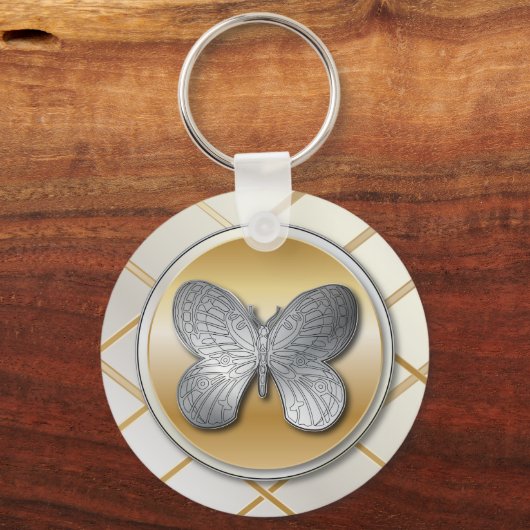 Silver and golden effect butterfly bg5 sleutelhanger (Achterkant)