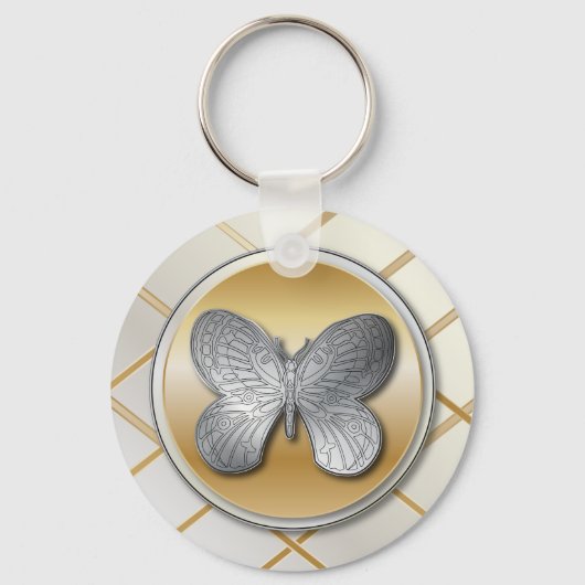 Silver and golden effect butterfly bg5 sleutelhanger (Achterkant)