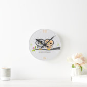 Silver and Gray Owl Couple Ronde Klok (Huis)