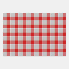 Silver and Guardsman Red Plaid Inpakpapier Vel