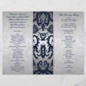 Silver and Navy Blue Damask Wedding Program (Achterkant)