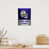 Silver and Navy Blue Football Helmet Poster (Keuken)