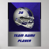 Silver and Navy Blue Football Helmet Poster (Voorkant)