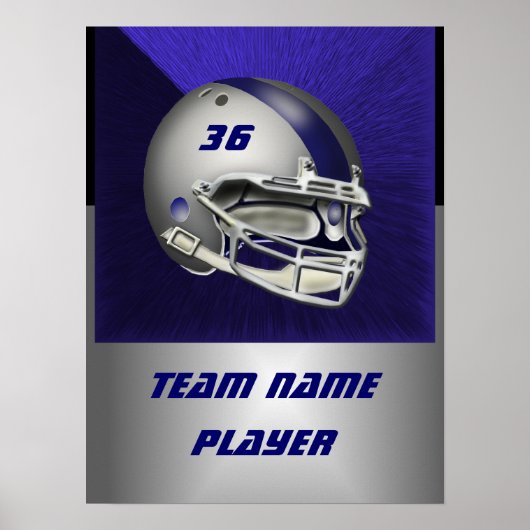 Silver and Navy Blue Football Helmet Poster (Voorkant)
