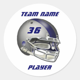 Silver and Navy Blue Football Helmet Ronde Sticker