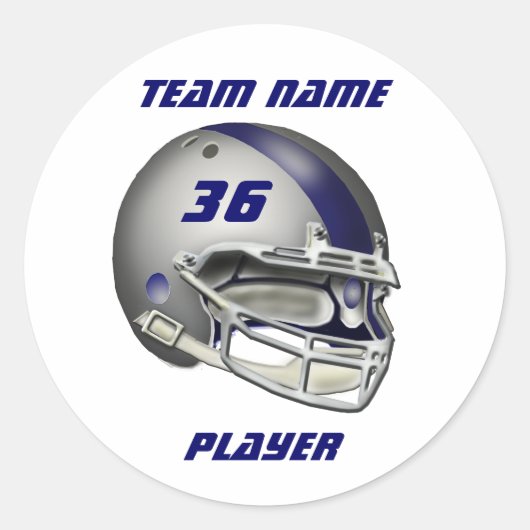 Silver and Navy Blue Football Helmet Ronde Sticker (Voorkant)