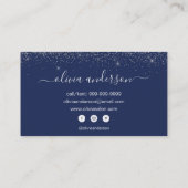 Silver and Navy Blue Glitter Hair Makeup Salon Visitekaartje (Achterkant)
