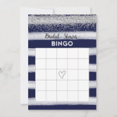 Silver and Navy Blue Vrijgezellenfeest Bingo Card Kaart (Voorkant)