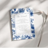 Silver And Navy Blue Wedding Details Informatiekaartje