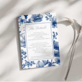 Silver And Navy Blue Wedding Details Informatiekaartje