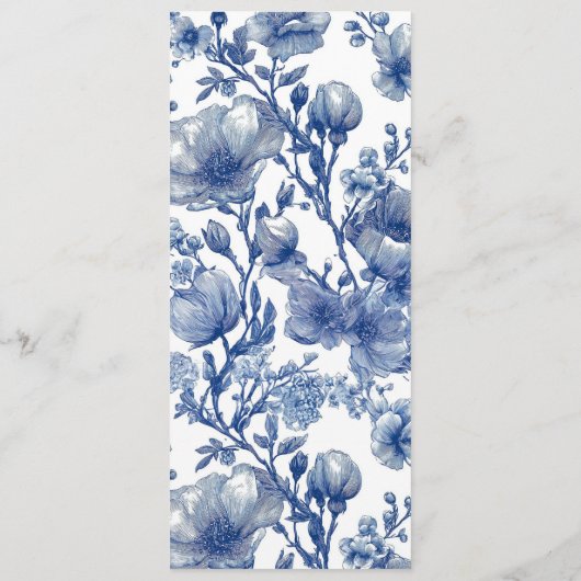 Silver And Navy Blue Wedding Flat Menu (Achterkant)