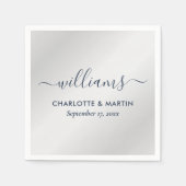 Silver and Navy Blue Wedding Servet (Voorkant)