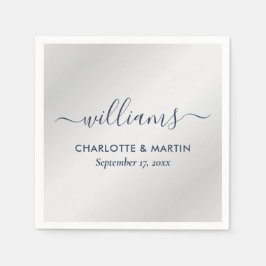 Silver and Navy Blue Wedding Servet
