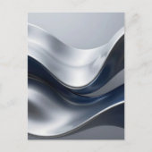 Silver And Navy Fluid Waves Abstract Modern Design Briefkaart (Voorkant)