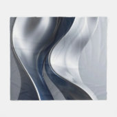 Silver And Navy Fluid Waves Abstract Modern Design Fleece Deken (Voorkant (Horizontaal))