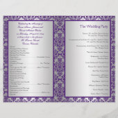 Silver and Paars Damask Wedding Programme (Achterkant)