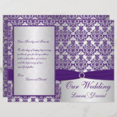 Silver and Paars Damask Wedding Programme II (Voorkant / Achterkant)