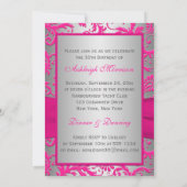 Silver and Pink Damask 30th Birthday Invitation Kaart (Achterkant)