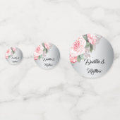 Silver and Pink Floral Wedding Confetti (Voorkanten)