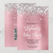 Silver and Pink Glam Online Registry Baby shower Kaart (Voorkant / Achterkant)