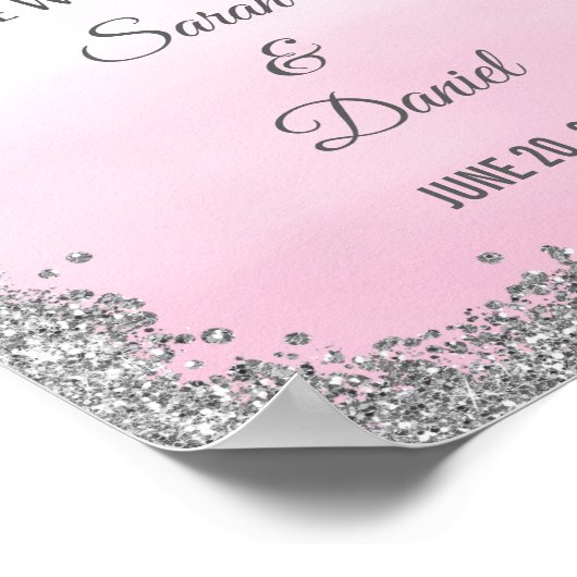 Silver and Pink Ombre Wedding Welcome Poster Print (Hoek)