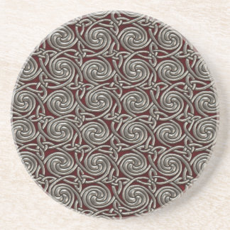 Silver and Red Celtic Spiral Knoopt Pattern Zandsteen Onderzetter