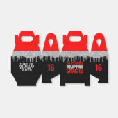 Silver and Red Drippin Swag 16 Birthday Bedankdoosjes (Uitgevouwen)