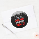 Silver and Red Drippin Swag 16 Birthday Ronde Sticker (Envelop)