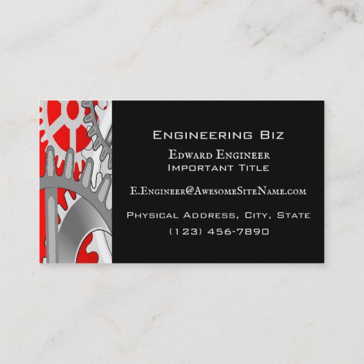 Silver and Red Engineering Gears Visitekaartje (Achterkant)
