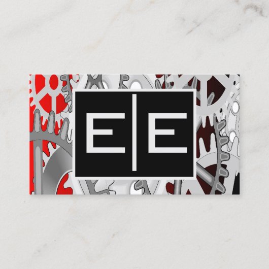 Silver and Red Engineering Gears Visitekaartje (Voorkant)