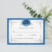 Silver and Royal Blue Rozen Elegant RSVP Kaartje (Staand voorkant)