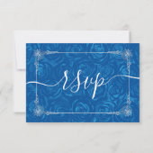 Silver and Royal Blue Rozen Elegant RSVP Kaartje (Achterkant)