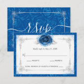 Silver and Royal Blue Rozen Elegant RSVP Kaartje (Voorkant / Achterkant)