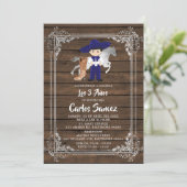 Silver and Royal Blue Wood Charro Third Birthday Kaart (Staand voorkant)