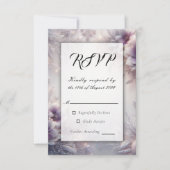 Silver and Soft Amethyst Winter Blooms Wedding RSVP Kaartje (Voorkant)