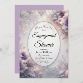 Silver and Soft Amethyst Winter Engagement Shower Kaart