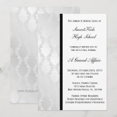 Silver and White Damask School Prom of Formal Kaart (Voorkant / Achterkant)