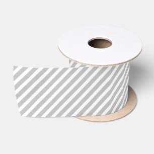 Silver and White Diagonal Kerstmis Snoep Stripes Satijnen Lint