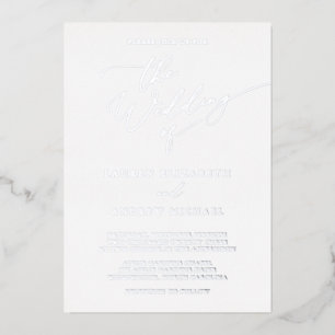 Silver and White Folie Minimalist Wedding Folie Uitnodiging