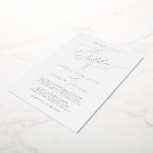 Silver and White Folie Minimalist Wedding Folie Uitnodiging (Gedraaid)