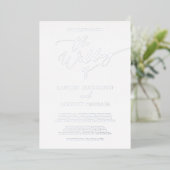 Silver and White Folie Minimalist Wedding Folie Uitnodiging (Staand Voorkant)